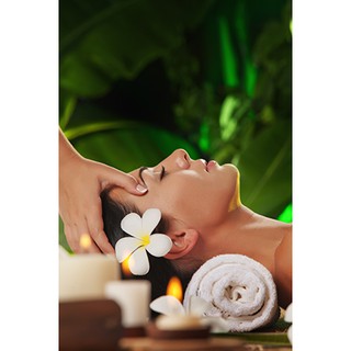 Tranh dán tường 3D SPA khổ dọc -vải lụa phủ kim sa (Kích thước theo yêu cầu)