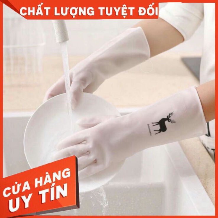 HH Bao Tay Rửa Chén Cao Su Hình Hươu Siêu Dai (Loại Ngắn)