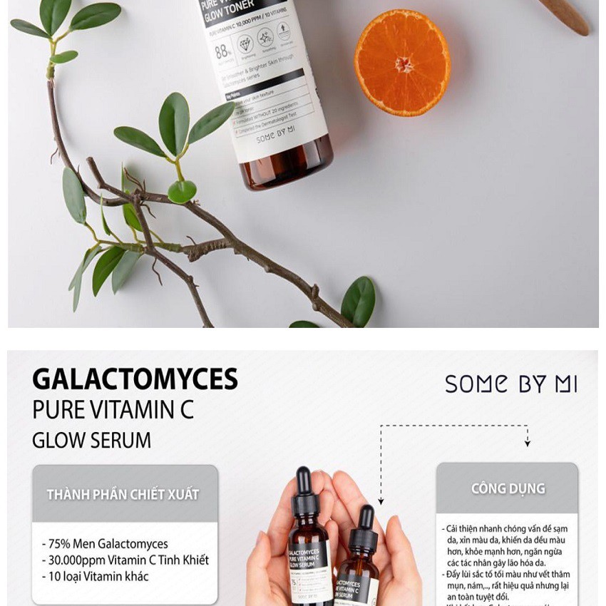 Tinh chất trắng da mờ thâm mụn Some By Mi Galactomyces Vitamin C Glow Serum 30ml Auth Hàn Quốc