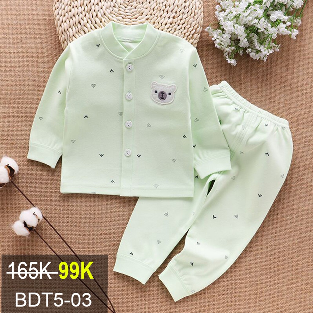 Bộ quần áo dài tay thu đông cho bé Trai bé Gái Hàng từ 1 tháng tới 24 tháng Quảng Châu xuất Khẩu BDT05