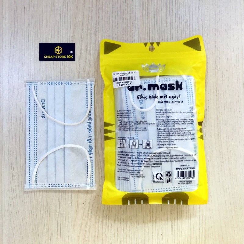 Khẩu trang y tế trẻ em Dr,mask CHÍNH HÃNG KT07, cheapstore10k
