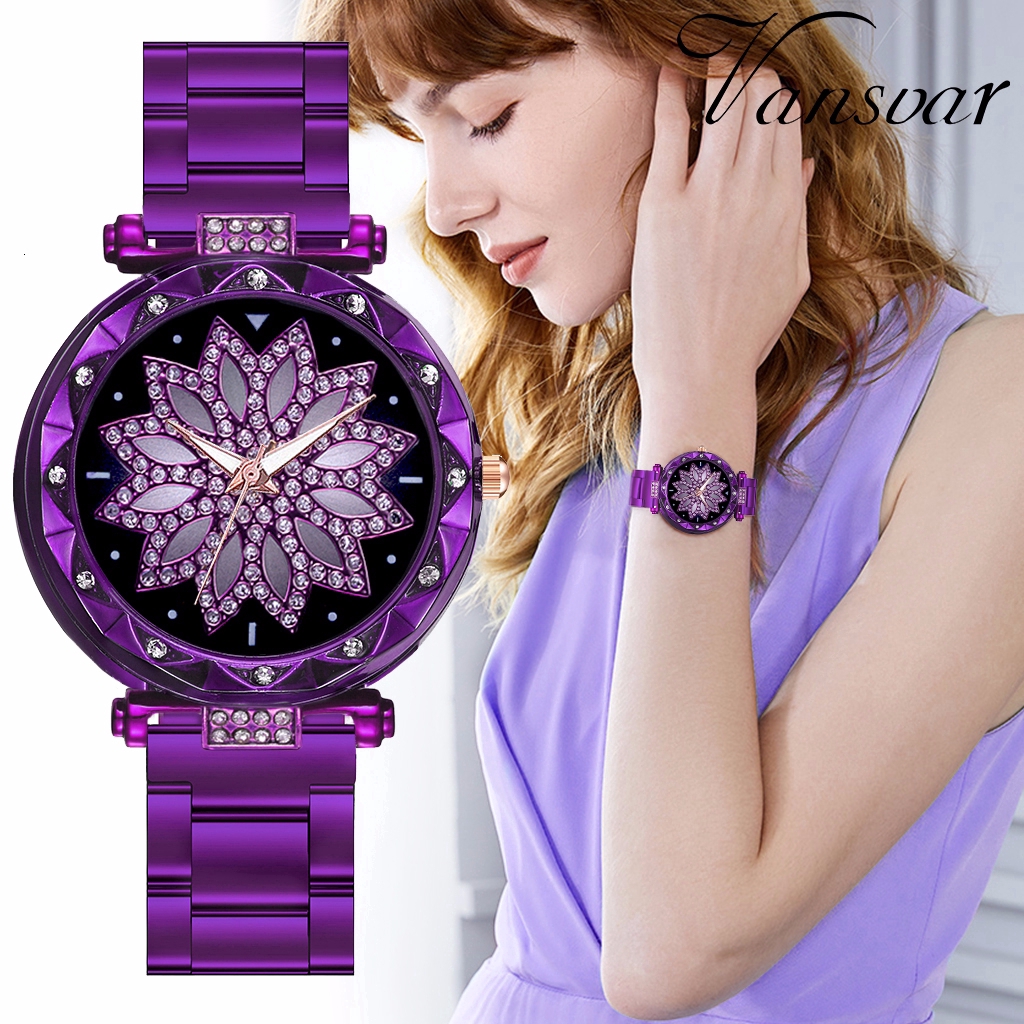 Ready Stock❤️Women Stainless Steel Flower Watch Luxury Ladies Quartz Watches Clock 