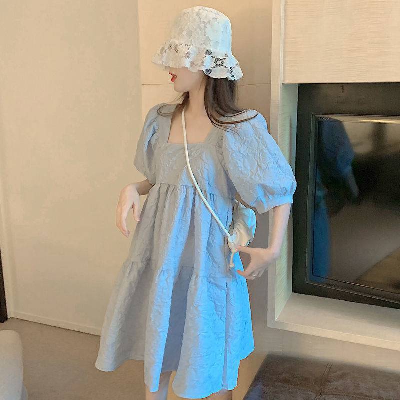 Đầm AMILA tay phồng dáng ôm thời trang mùa hè xinh xắn cho mẹ bầu
