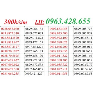 Sim Mobiphone đầu 09 08 giá 300k