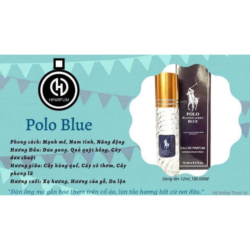 Nước hoa Hparfum Polo Ralph Lauren Blue Tinh dầu thơm dạng lăn mini 12ml