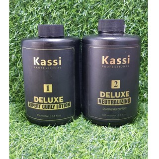 Thuốc uốn lạnh Kassi cặp 500ml màu đen siêu thơm khoẻ tóc cực xoăn bóng mềm tóc giá rẻ chính hãng tận gốc chất lượng tốt