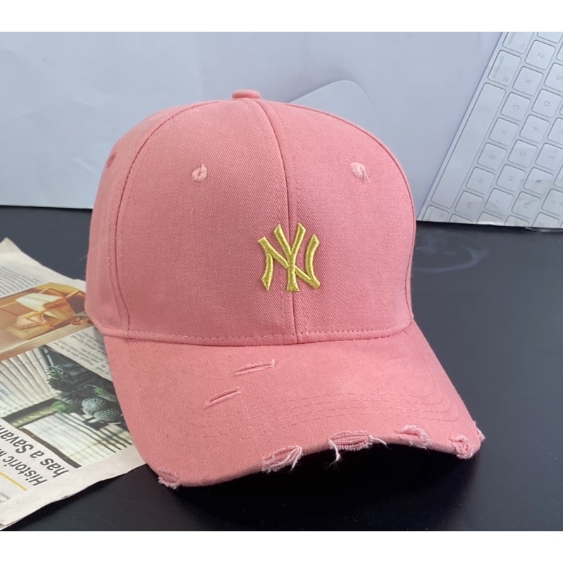 Mũ kết lưỡi trai (rách )màu kaki mịm tua thêu naikii thể thao thời trang bụi bặm