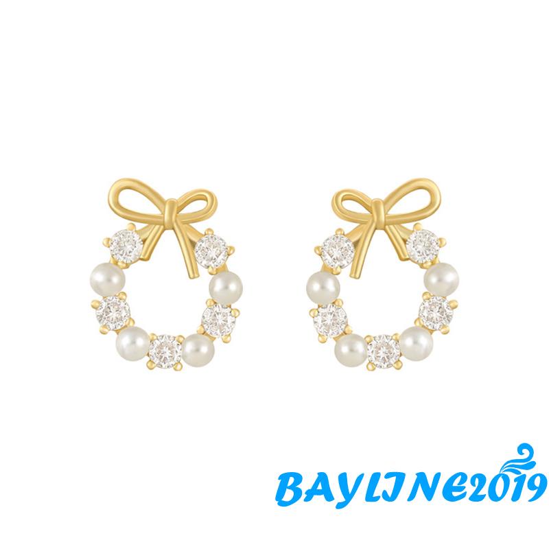 Khuyên Tai Xỏ Lỗ Hình Nơ Đính Đá Dành Cho Nữ