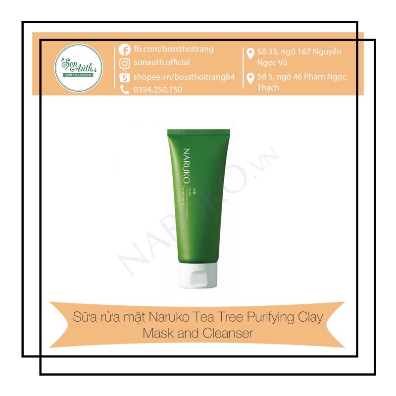 Sữa rửa mặt dạng bùn Naruko Tea Tree Purifying Clay Mask and Cleanser (PHÂN PHỐI CHÍNH THỨC)