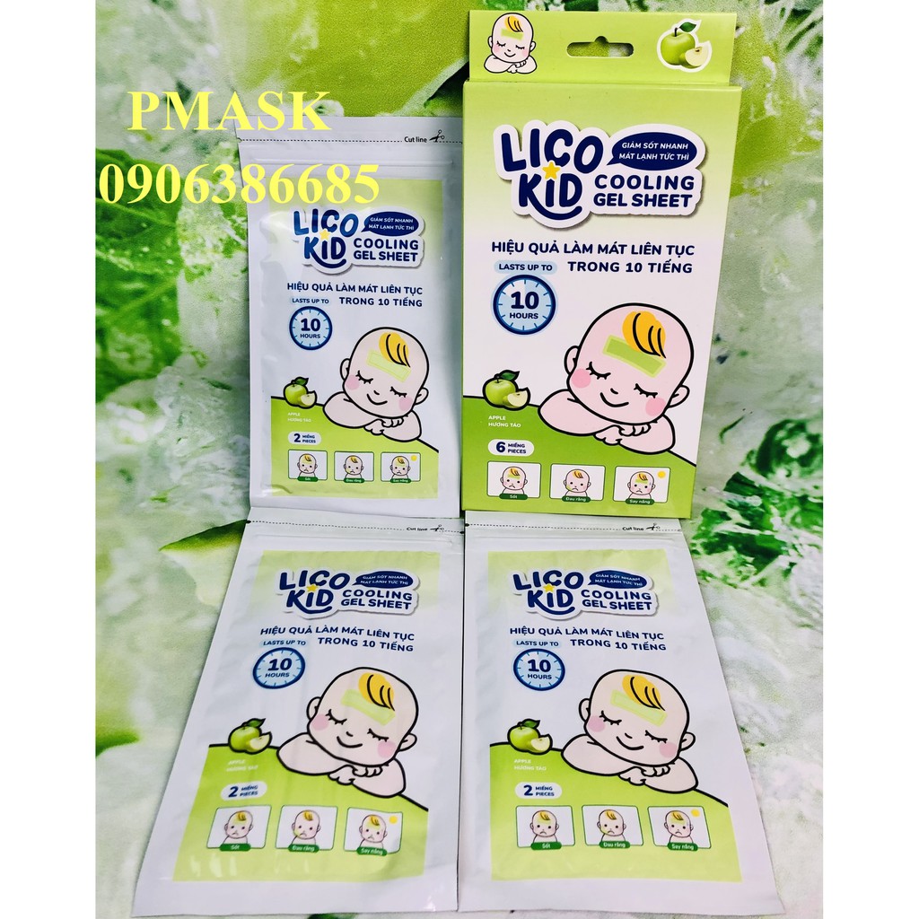 Miếng dán lạnh hạ sốt cho bé Lico kid (6 miếng/ Hộp) - Giảm sốt nhanh, Mát lạnh tức thời, hạ nhiệt