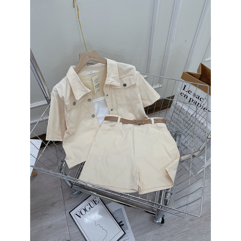 Set bộ kaki be kèm thắt lưng 3 món DN120