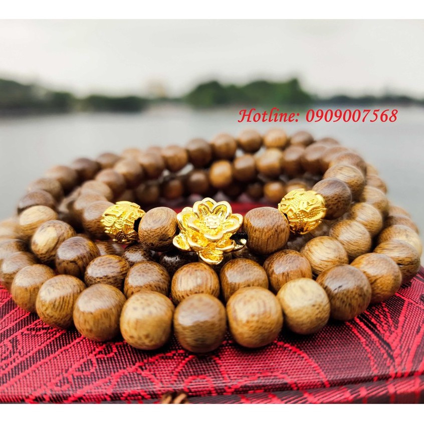 [CAO CẤP] [Tặng Nhẫn] Vòng tay trầm hương tự nhiên 108 hạt xịn charm hoa sen mạ vàng dành cho nam nữ | BigBuy360 - bigbuy360.vn