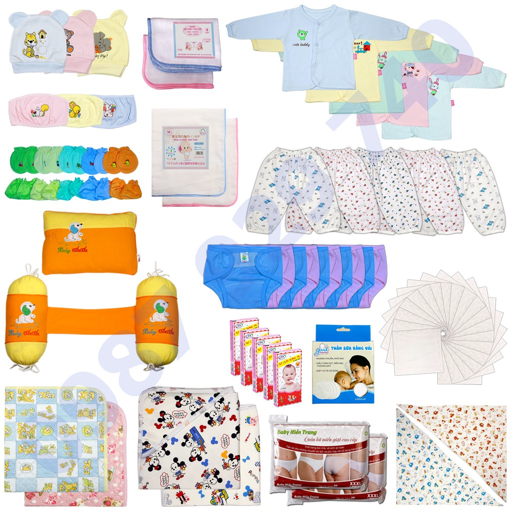 Combo Trọn Bộ đồ Sơ Sinh 147 món theo mùa hè, mùa đông cho bé từ 2.5-4.5kg