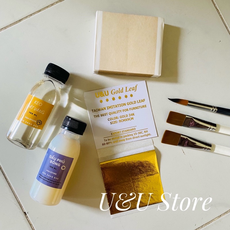 Combo nguyên liệu dát vàng gốc dầu ( Màu cọ giao ngẫu nhiên)