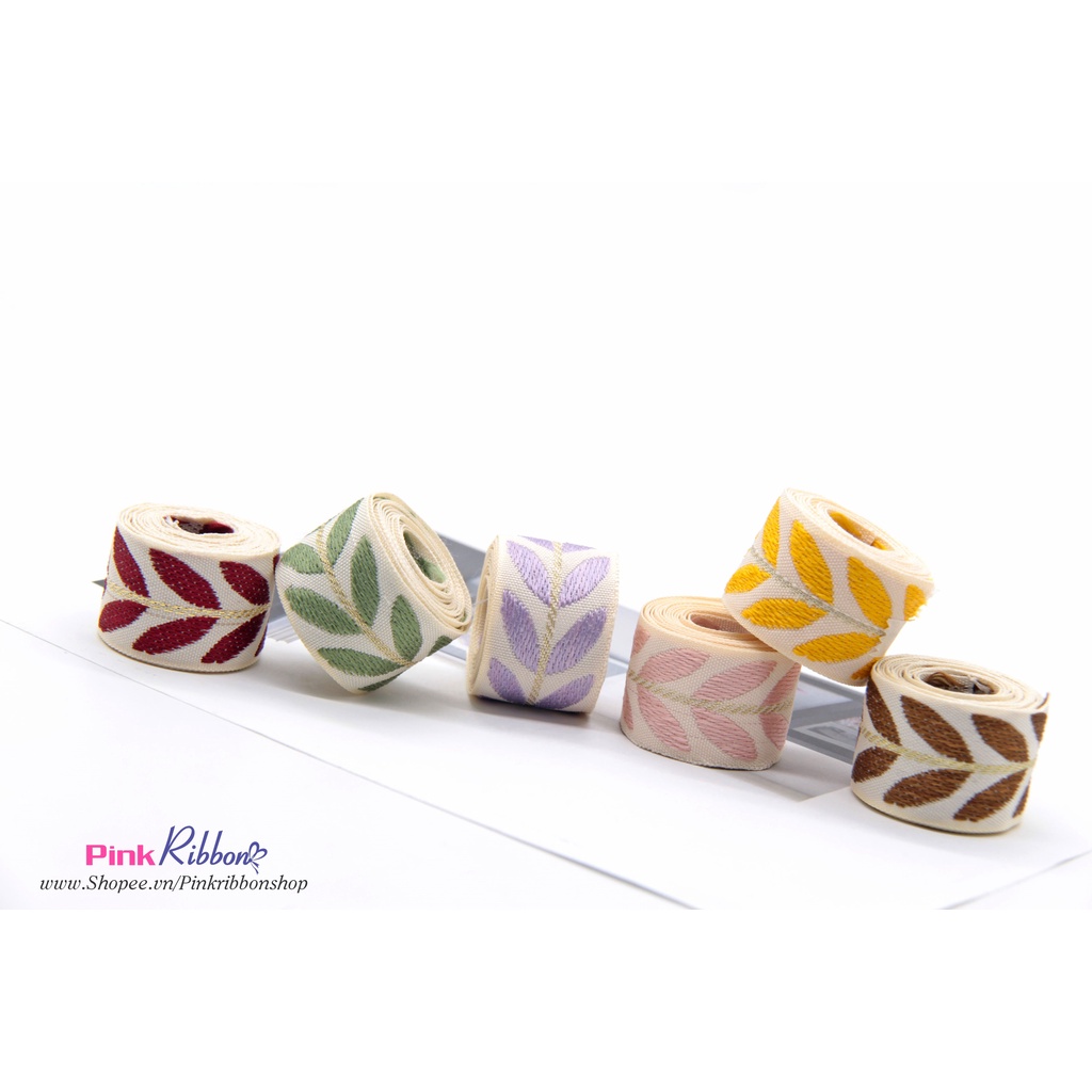 Rb Thô Thêu Hoa Sọc Kim Tuyến - Mẫu 39 (Bề Rộng 25Mm)