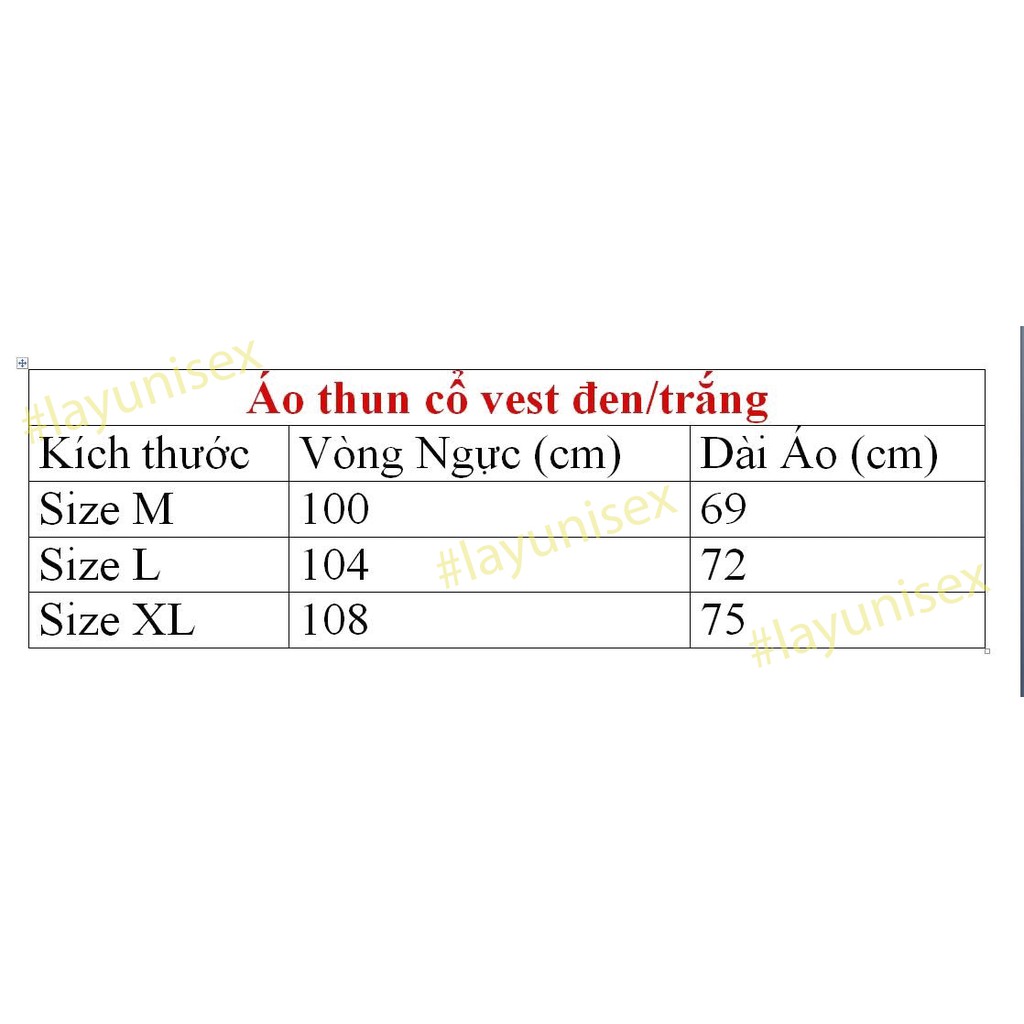 Áo thun nam trơn cổ vest trắng đen unisex- áo thun cổ Danton nam