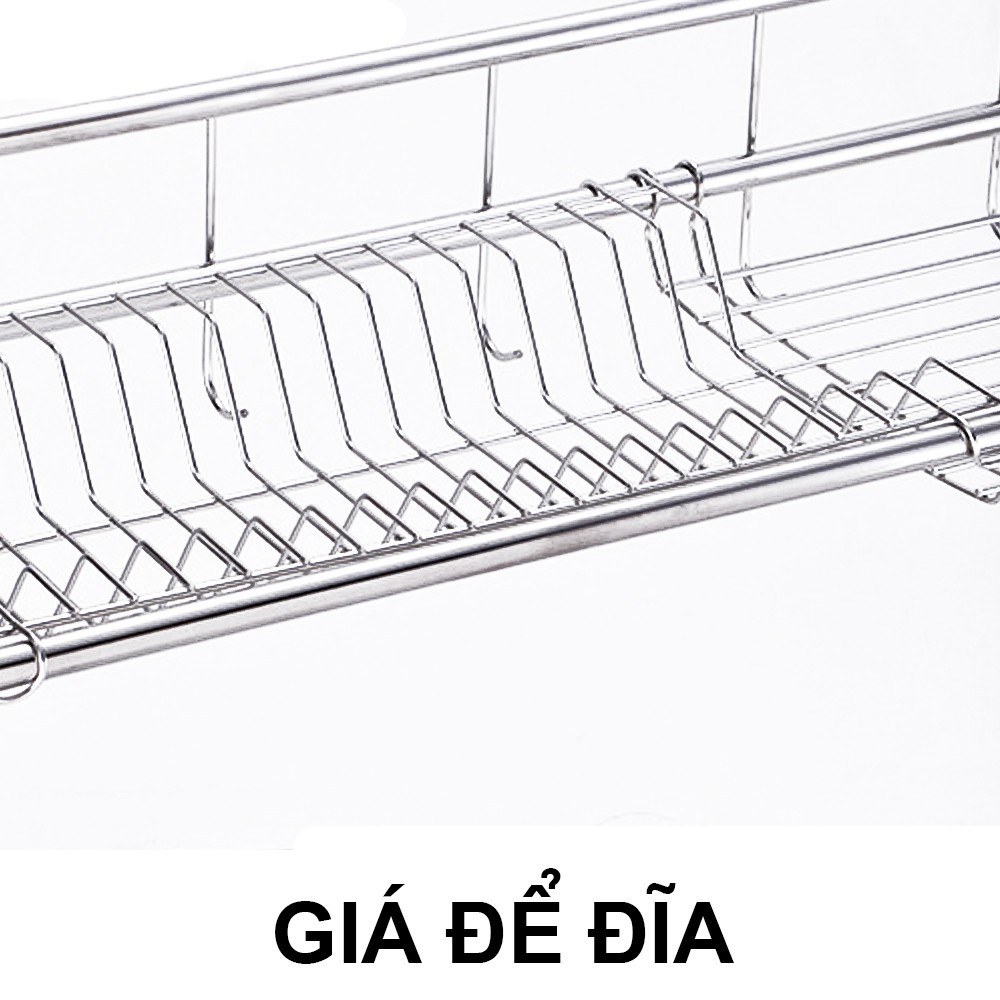 【𝟖𝟎𝐜𝐦】 Kệ Chén Bát Inox 304 Thông Minh 2 Tầng VANDO (Kèm giá đựng dao thìa đũa, kệ để thớt, khay đựng nước rửa bát)