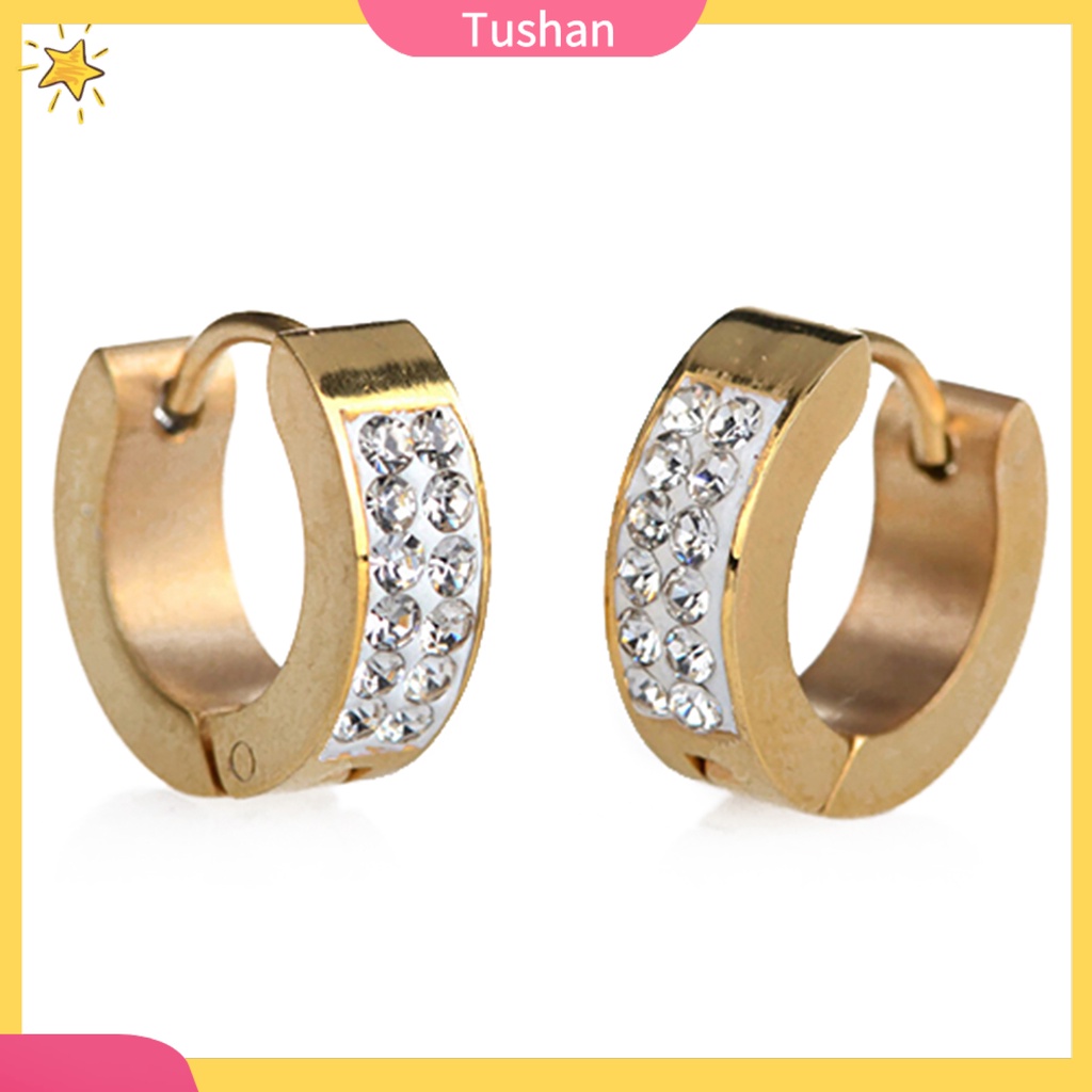 Đôi khuyên tai thời trang phối đá nhân tạo phong cách Punk cho nam nữ