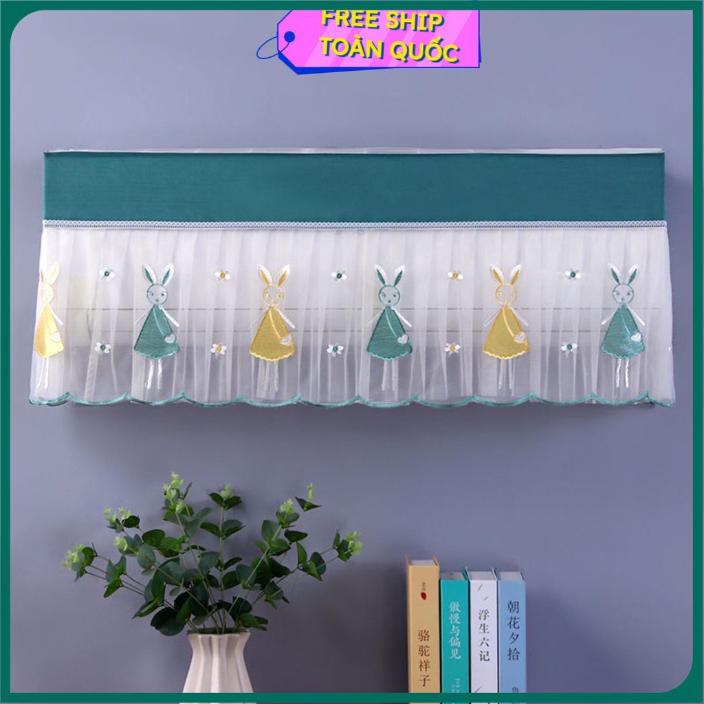 Tấm che bụi bọc điều hòa vải ren dễ thương nhiều mầu