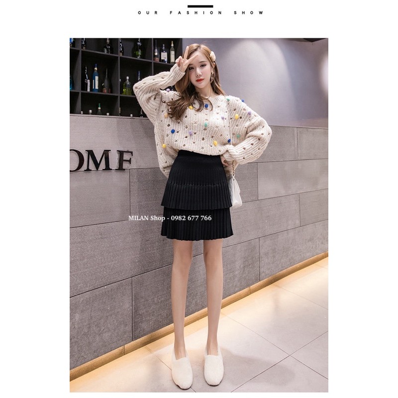 Chân váy len xếp ly ngắn đến gối 2 kiểu hot | BigBuy360 - bigbuy360.vn