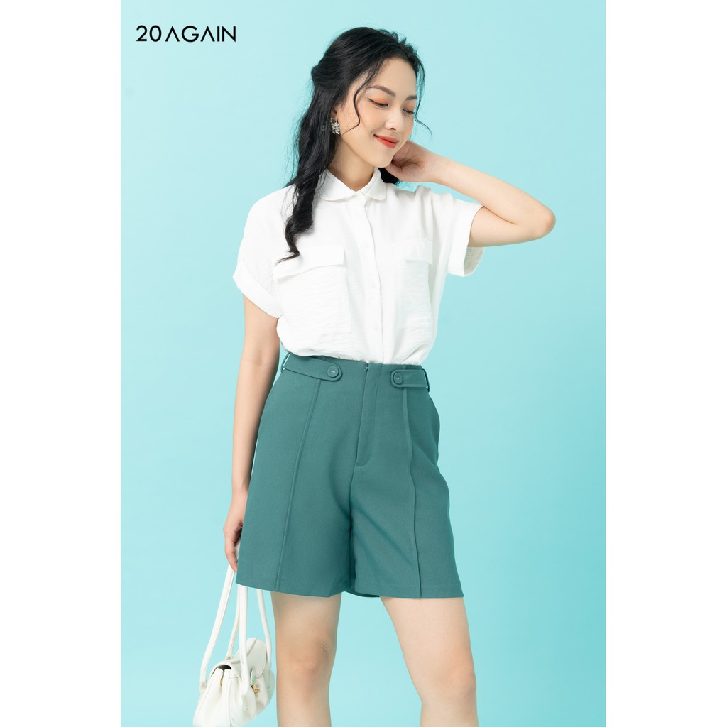 Quần short vải 2 đai eo 20AGAIN SVA1088