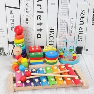 Combo 5 món đồ chơi gỗ phát triển trí tuệ- giáo dục sớm cho bé