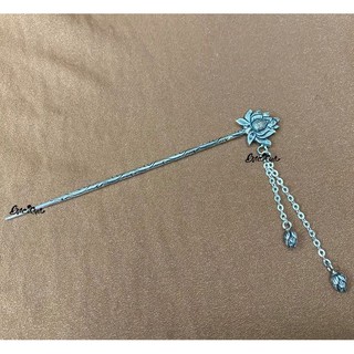 Trâm cài tóc Bạc nguyên chất hoa sen treo nụ sen