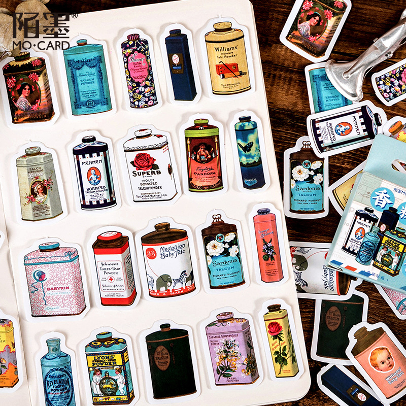 Hộp 46 Miếng Sticker Dán Chủ Đề Các Loại Lọ Trang Trí Phong Cách Retro ST393