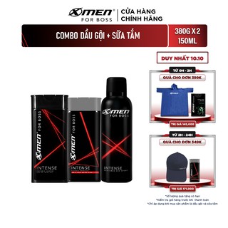Combo Dầu gội Xmen For Boss Intense 380g + Sữa tắm 380g + Xịt khử mùi 150ml