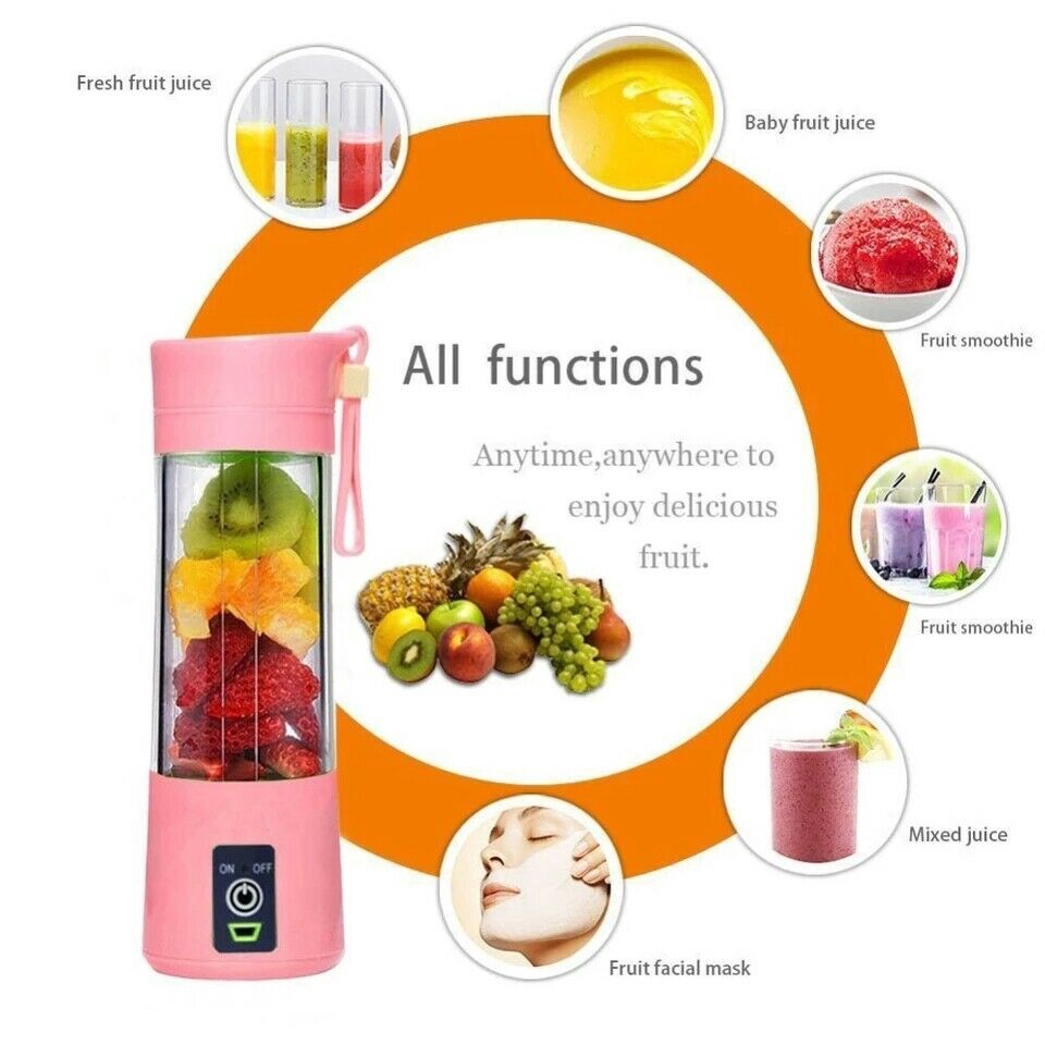 Máy Xay Sinh Tố 380ml / 4 Cánh Sạc Usb
