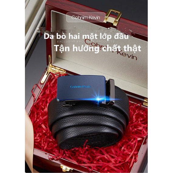 Thắt lưng da nam-dây nịt da bò lớp đầu 2 lớp -Full hộp đựng cao cấp- BH 36 tháng(Kèm hộp quà đẹp)