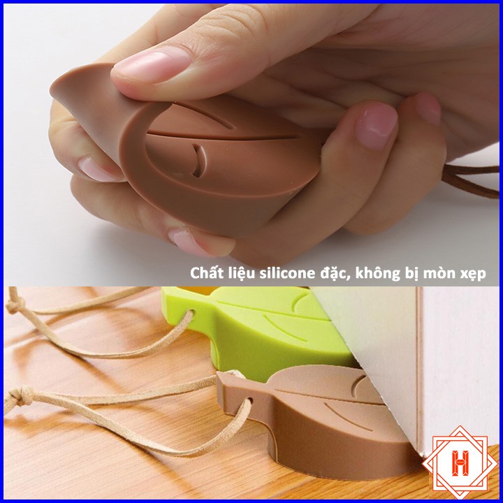 Dụng Cụ Chặn Cửa Hình Lá, silicone đặc dẻo dai không bị mòn và xẹp, tránh cho cửa va đập cửa { H }