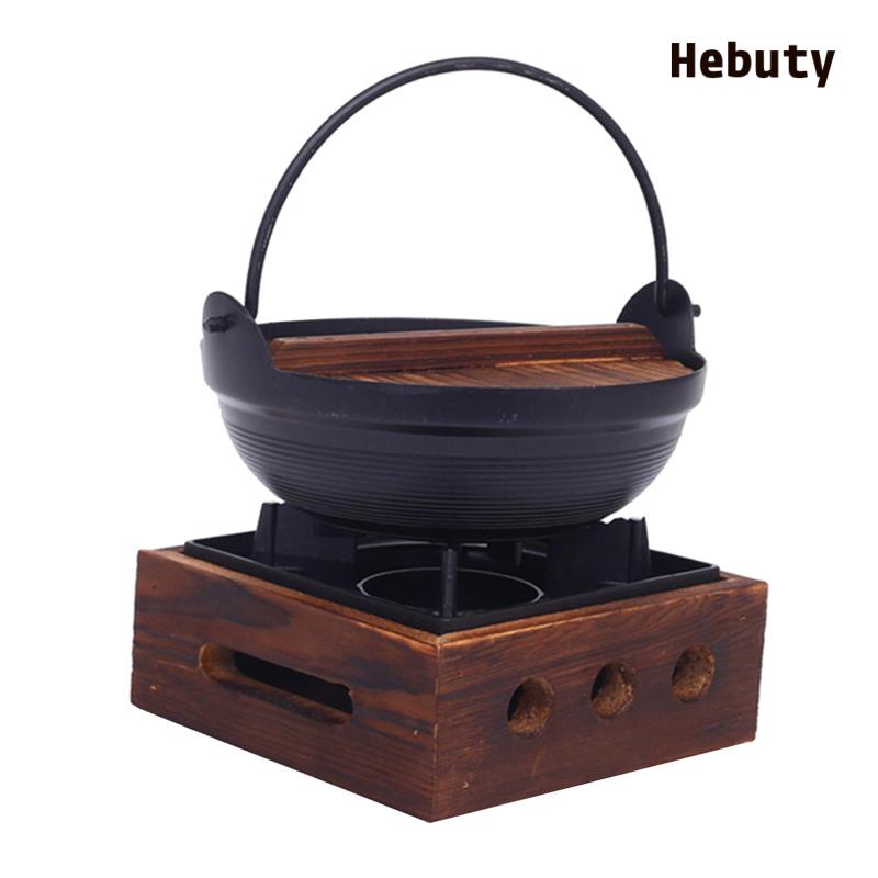 Nồi Hầm Sukiyaki Nhật Bản Có Móc Treo Bằng Sắt Và Nắp Gỗ Tiện Dụng