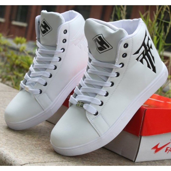 Giàynam cao cổ da PU cao cấp buộc dây họa tiết độc đáo đế mềm da mịn êm ái phong cách Hàn Quốc giaynam -G12 trắng | BigBuy360 - bigbuy360.vn