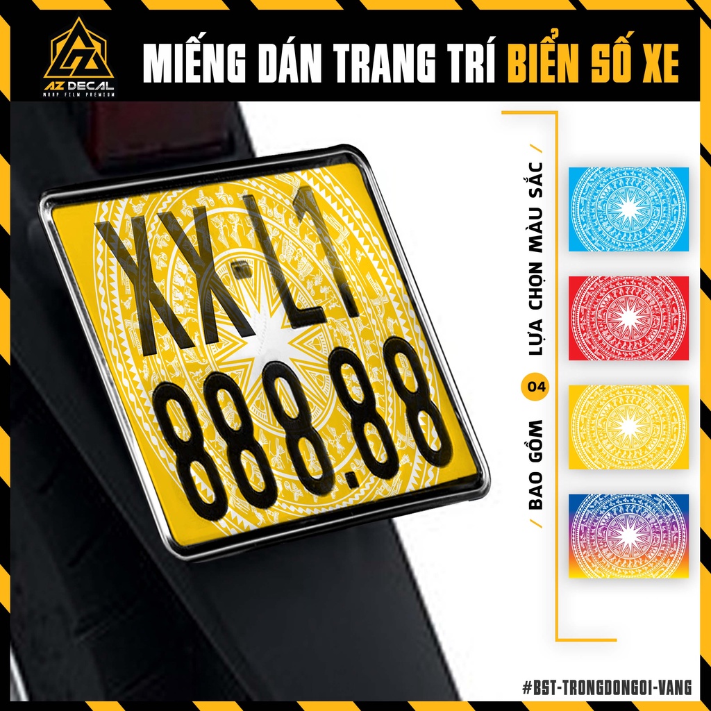 Decal Màu Trong Suốt Dán Biển Số Xe Mẫu Trống Đồng | BST-TRONGDONG | Tem Trang Trí Biển Số Xe Máy, Ô Tô, Xe Điện