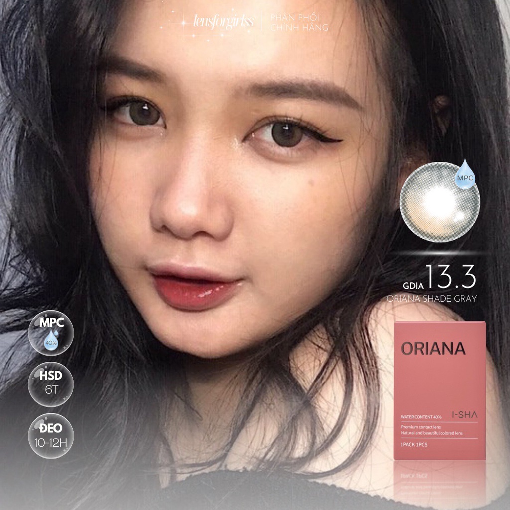 Kính áp tròng hiệu ứng phủ bóng hot trend ORIANA SHADE GRAY chính hãng Isha | Hsd 6 tháng  Lens cận