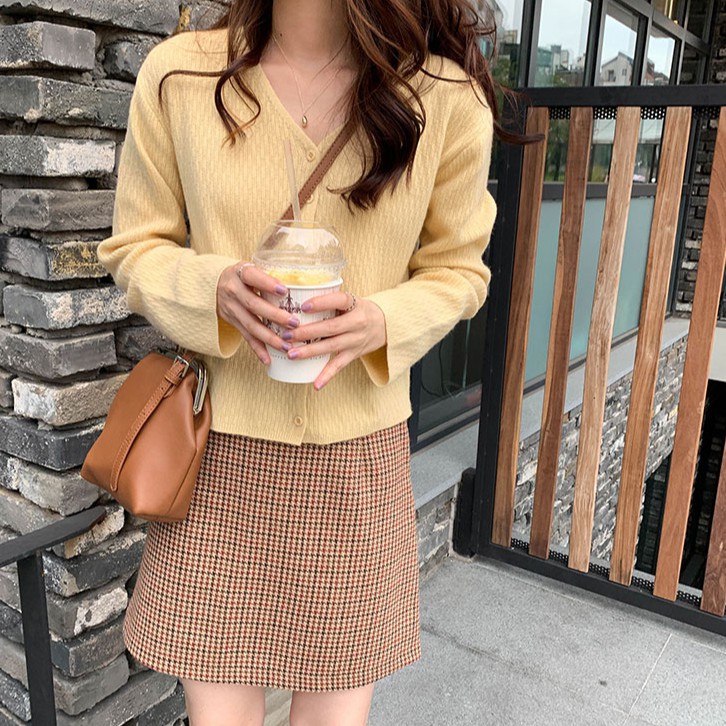 Áo Khoác Cardigan Ngắn Dệt Kim Dáng Rộng Dáng Rộng Dễ Thương Dành Cho Bạn Nữ