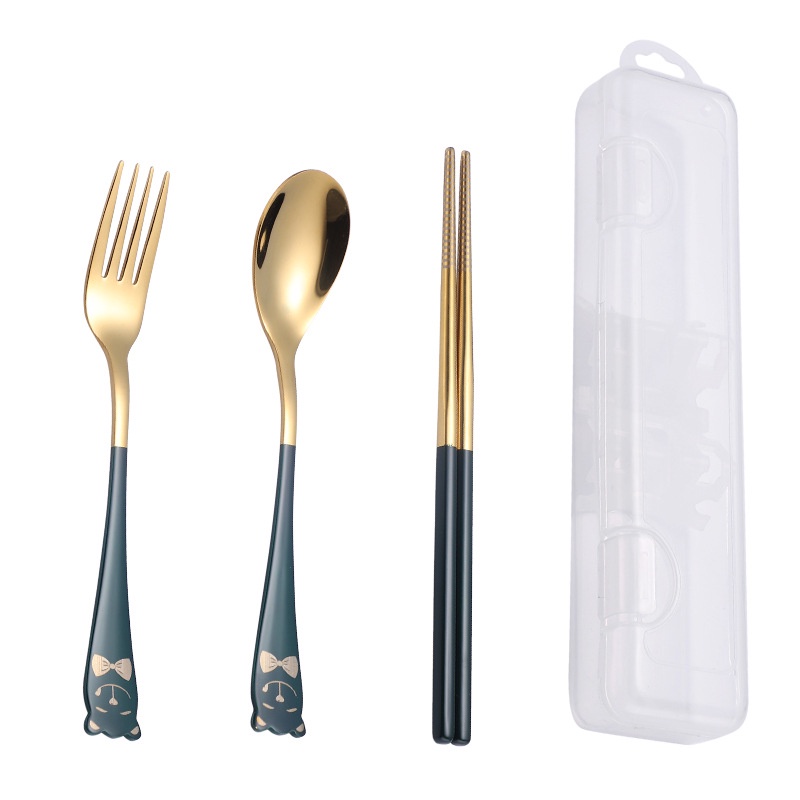 Bộ Muỗng Nĩa Đũa Bằng Thép Không Gỉ 304 Tiện Dụng Mang Theo Du Lịch