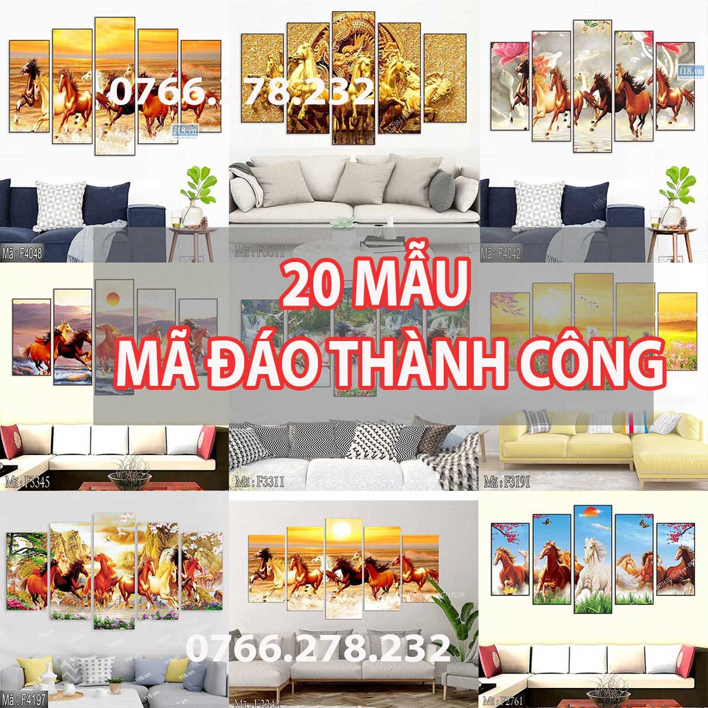 Tranh Treo Tường Phòng Khách Canvas Mã đáo Thành công - Tranh canvas Gỗ HDF Nguyên tấm Dầy 12ly, Cứng cáp, Chắc chắn