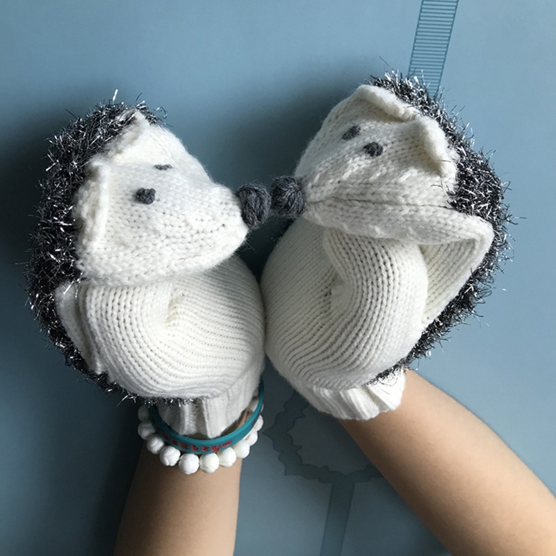 Găng Tay Len Mềm Mại Hình Nhím Dễ Thương Cho Nữ