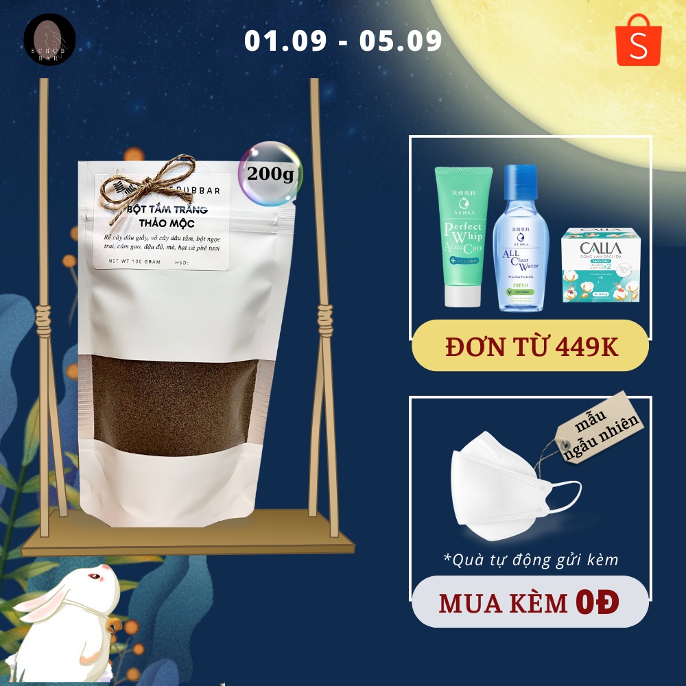 Bột tắm trắng thảo mộc cao cấp túi 200gr ❤️ FREESHIP ❤️ nhả nắng, bật tông an toàn công thức độc quyền