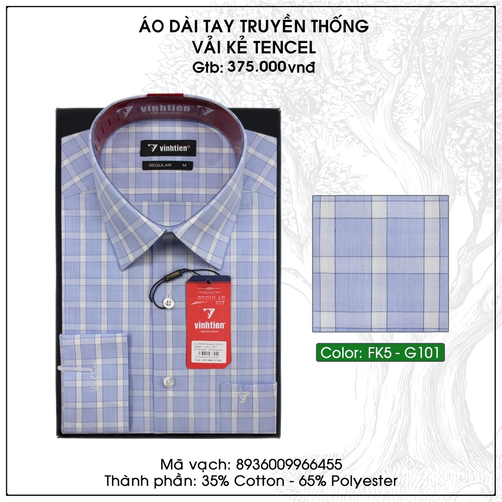 Áo Sơ Mi Dài Tay (Nhiều Màu) Sọc Caro Form Regular Vĩnh Tiến 375