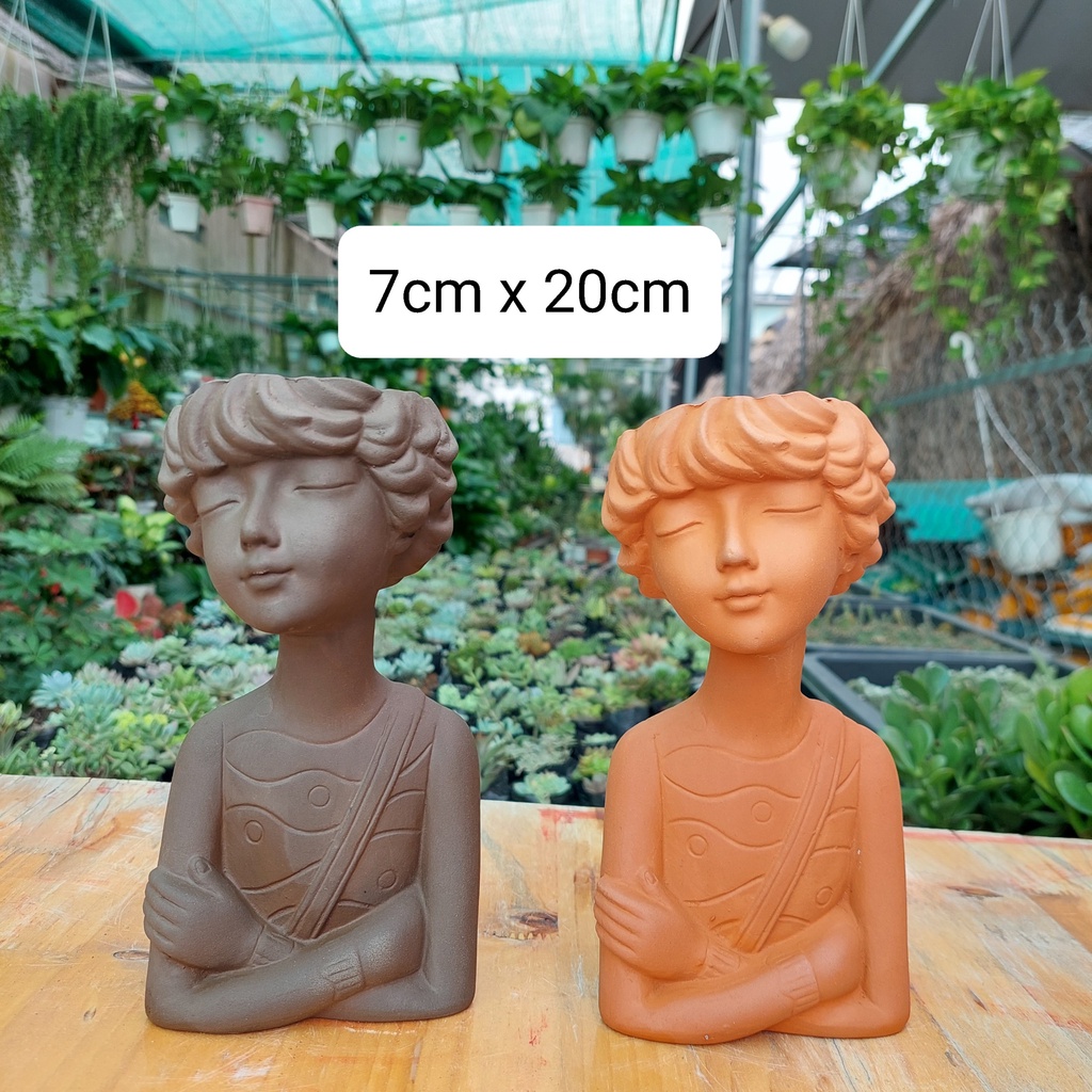 Chậu đất nung, Chậu sen đá - Tomboy, miệng chậu 7cm, chiều cao 20cm