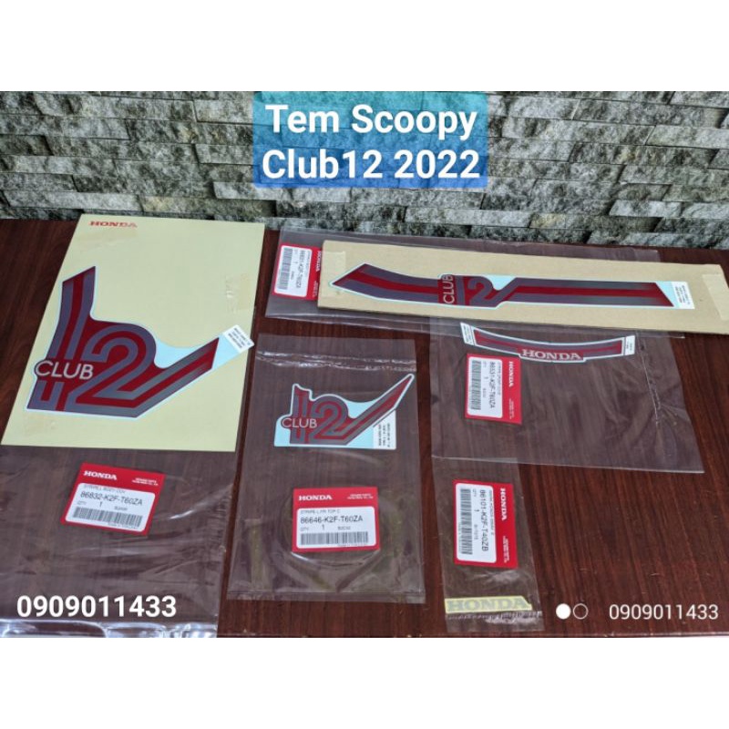 Bộ tem Scoopy 2022 Club12 xe đỏ nhám