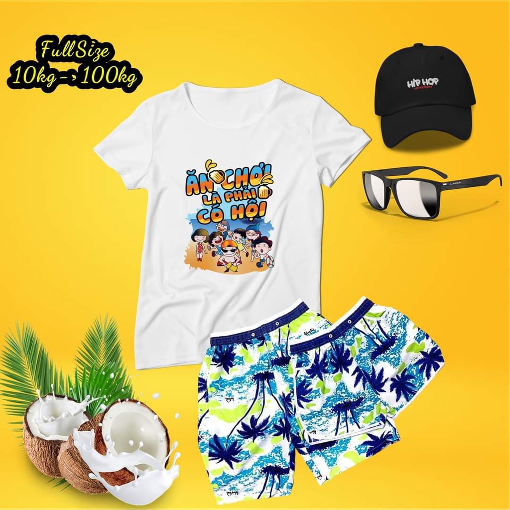 Bộ quần và áo đi biển - ăn chơi là phải có hội , quần cây dừa