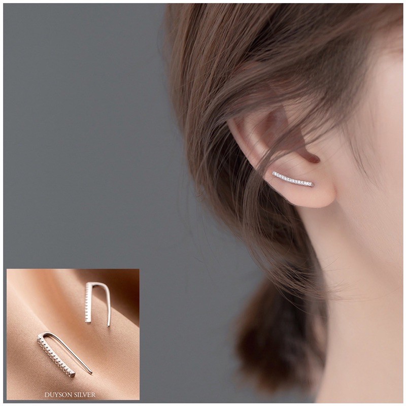 Khuyên tai bạc Duyson, bông tai nữ 1 hàng đá (1 đôi) [KCXK7]