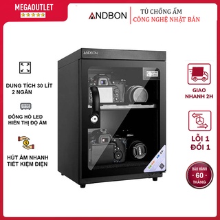 Tủ chống ẩm máy ảnh 30 lít nhập khẩu andbon ab-30c, tủ hút ẩm máy ảnh 30l- 2 ngăn, tiết kiệm điện, đồng hồ đo % độ ẩm