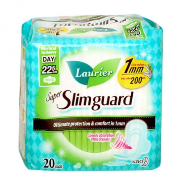 Băng vệ sinh hàng cao cấp 22.5mm Laurier Super Slimguard ban ngày siêu mỏng cánh (20 miếng )