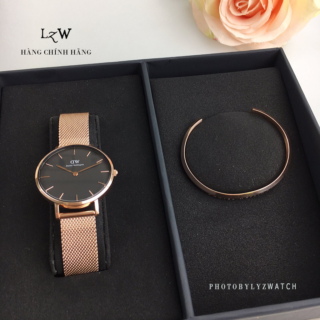 Đồng hồ nữ Daniel Wellington Classic Petite Melrose & vòng tay DW Cuff Chính Hãng - Lyz watch