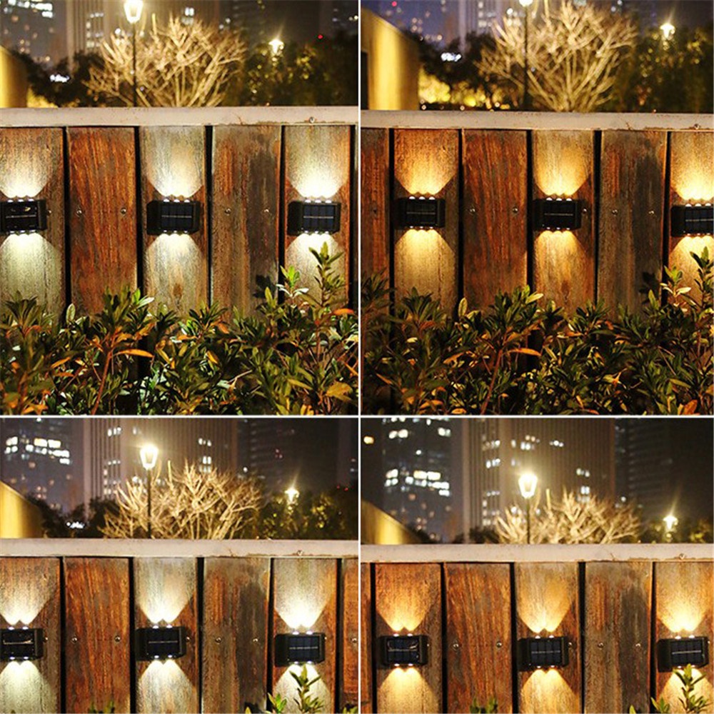 Bộ 2 Đèn LED 6 Bóng Gắn Tường Chống Nước Dùng Năng Lượng Mặt Trời